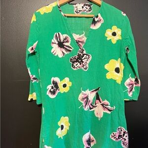 J. Crew Green Floral Tunic